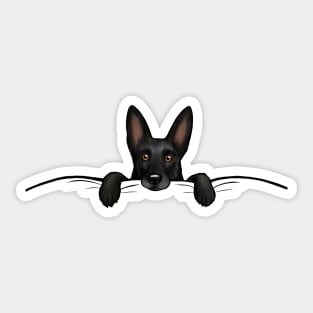 Black German Shepherd Dog Peeking Sticker